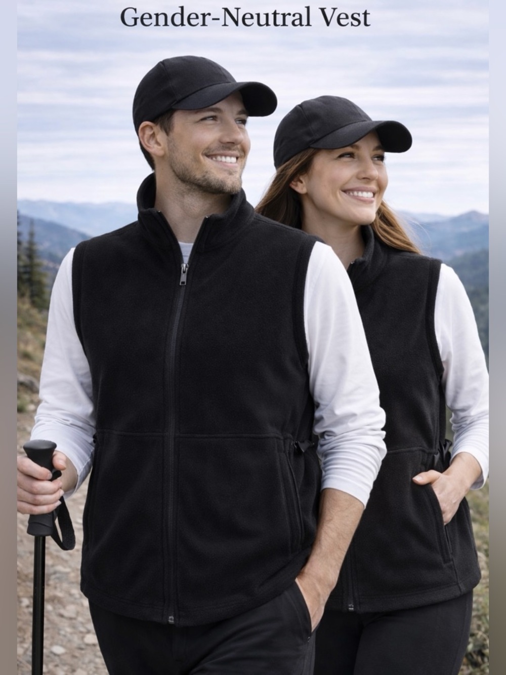 Fleece Zip Vest Plus Size Soft Lightweight Cinch Waist Unisex Minimalist Layer